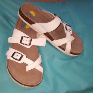 Kids White Buckle Sandals